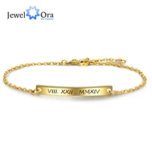 Персональный подарок ID bracelets настроить выгравированное имя золотой цвет модные браслеты и браслеты для женщин(JewelOra BA102102