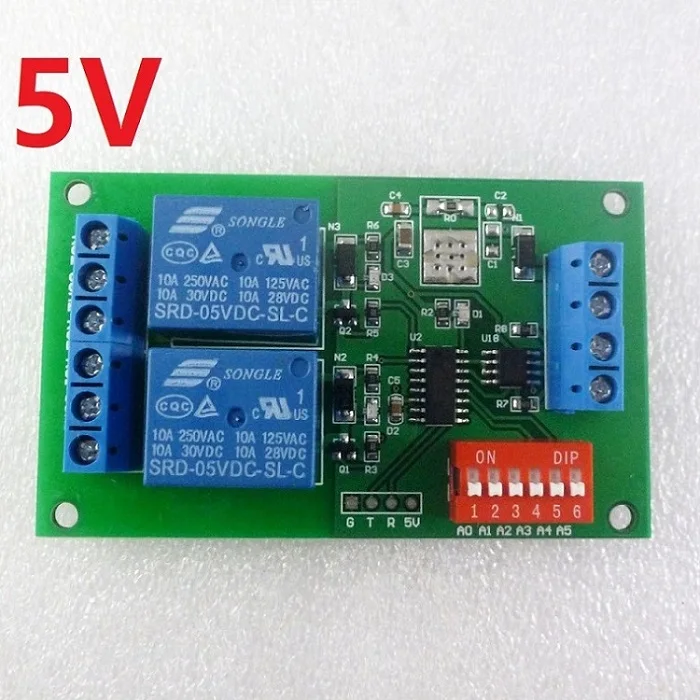 DC 5 В/12 В/24 В 2 канала RS485 Реле Modbus RTU PLC модуль - Габаритные размеры: DC 5V