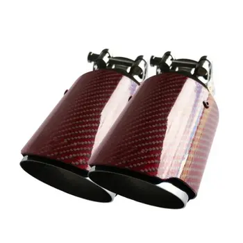 

NEW 63 Or 89mm Red Carbon Fiber Muffler Tip Exhaust Systems Tail Pipes Stainless Steel Trim Straight For Akrapovic Car Styling