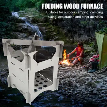 

Outdoor Camping Wood Stove Stainless Steel Folding Wood Stove Portable Picnic Stove Backpacking Survival Cooking Picnic Hunting