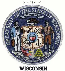 Штат Висконсин печать 3 "Широкая вышивка патч для блесток аппликация из бисера/Виктори/охраны страны