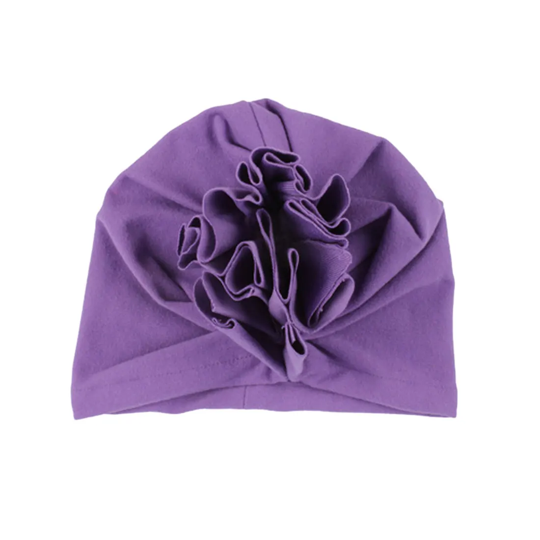Дизайн, милые хлопковые шапочки для детей, мягкая тюрбан для девочек, летняя шапка в индийском стиле, детская шапочка для новорожденных девочек - Цвет: Фиолетовый