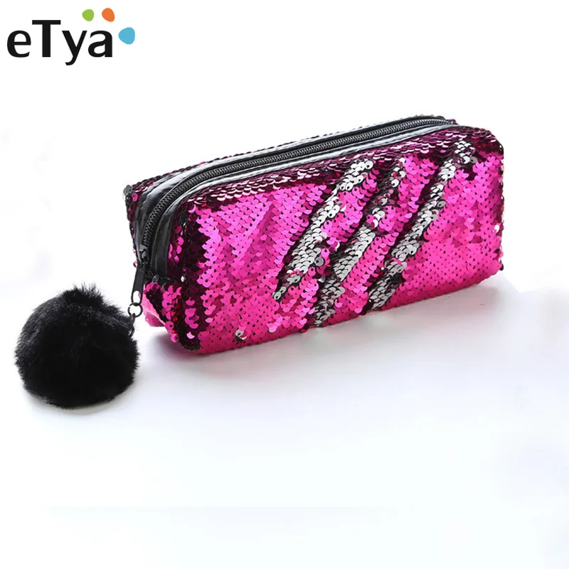 Us 2 6 35 Off Etya Portable Beauty Cosmetic Bag Women Fashion Paillette Zipper Travel Small Makeup Bags Pouch Toiletry Organizer Pencil Case In