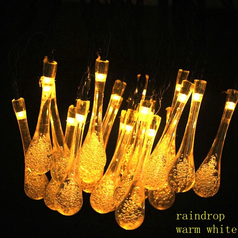 

20L Colorful Raindrop Fairy Solar Lamp Waterproof Christmas Holiday Outdoor Garden Garland Decoration Solar Battery String Light