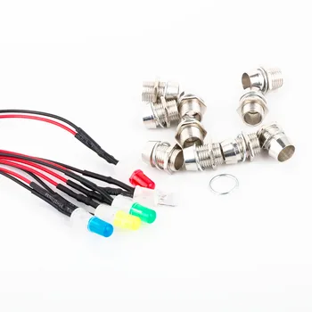 

10Pcs/Set 12V Voltage Led Panel Pilot Dash Warning Light Indicator Chrome Plating Surface + Metal Shell High Quality