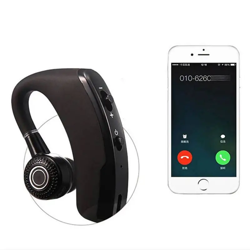V9 Hanging Ear Wireless Car Business Earphone Stereo mini Bluetooth Headset for iPhone Xiaomi Samsung HuaWei Smart Phones