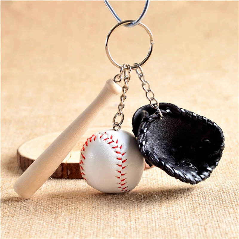 1 шт. бейсбольная перчатка деревянный брелок с битой спортивной автомобильной брелок Подарочный Брелок для ключей для мужчин