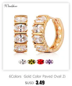 4Colors Five Petal Flower Paved Pear CZ Crystals Huggies Small Hoops Earrings for Women Yellow Gold Color Jewelry New