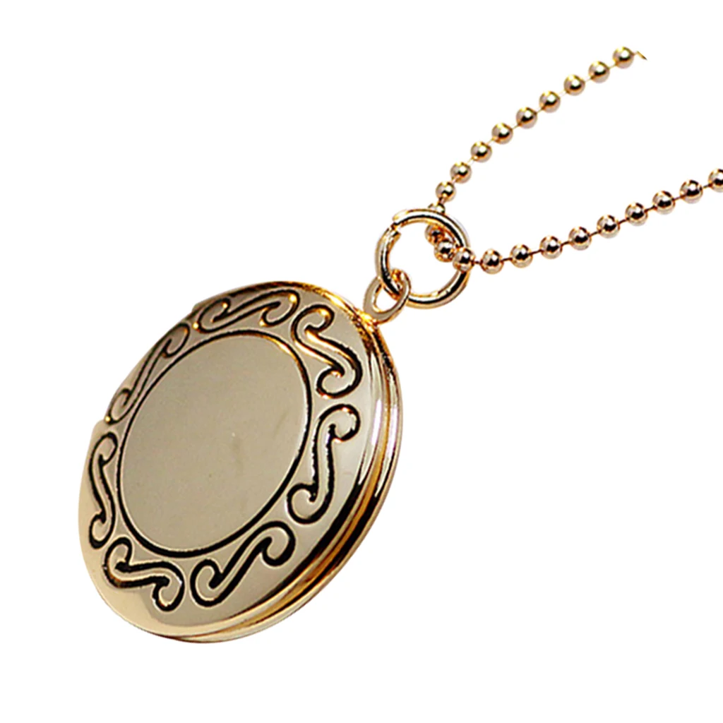 Women Openable Round Picture Photo Locket Pendant Necklace Chain 