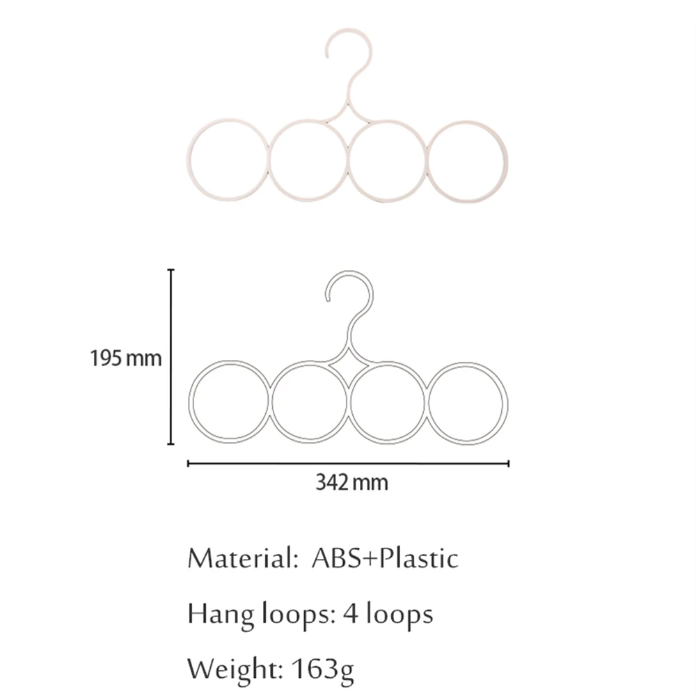 4 Loop Ring Scarf Shawl Scarves Holder Tie Belt Hook Organizer Clothes Hanger Wardrobe Storage Holder Display Rack for Bedroom