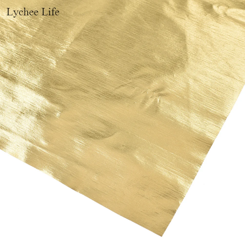 Lychee Life A4, мягкая тонкая искусственная кожа, сшитая ткань для рукоделия, сумки ручной работы, аксессуары для украшения с бантом - Цвет: Gold