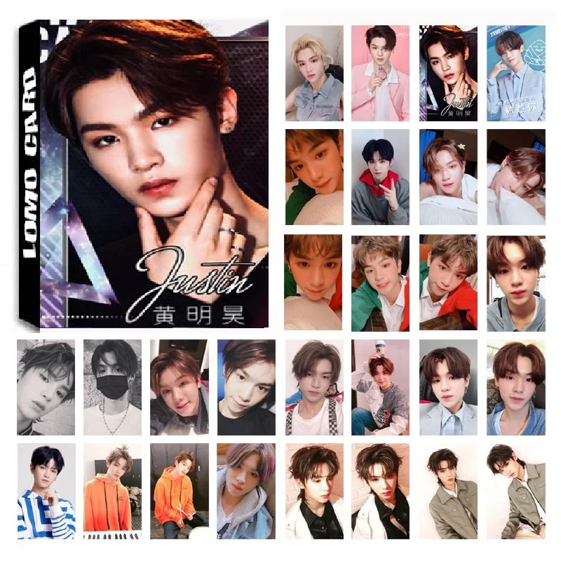 

New 30Pcs/set KPOP NINE PERCENT Justin Single Album HD Photo Card PVC Self Made LOMO Photocard