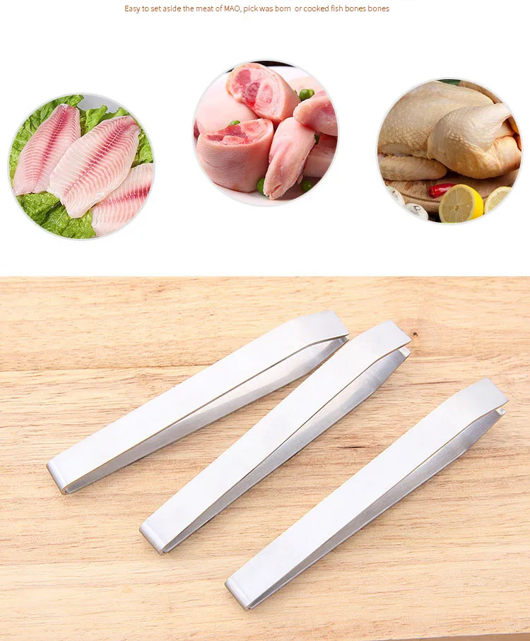 Stainless Steel Fish Bone Remover Pliers Pincer Puller Tweezer Tongs Pick-Up Utensils Kitchen Seafood Tool