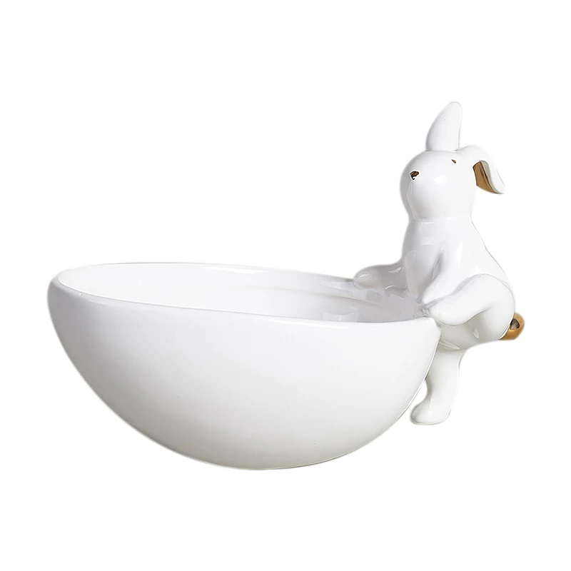 

Ceramic Fruit Plate Decoration Rabbit Storage Tray Creative Snack Plate Jewelry Plate