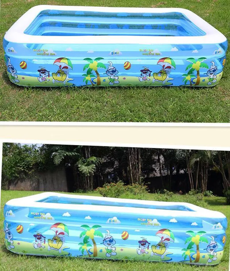 Дешевый большой семейный трехколесный надувной бассейн летний водный бассейн надувной плавательный бассейн для взрослых Ванна Небесно-Голубой