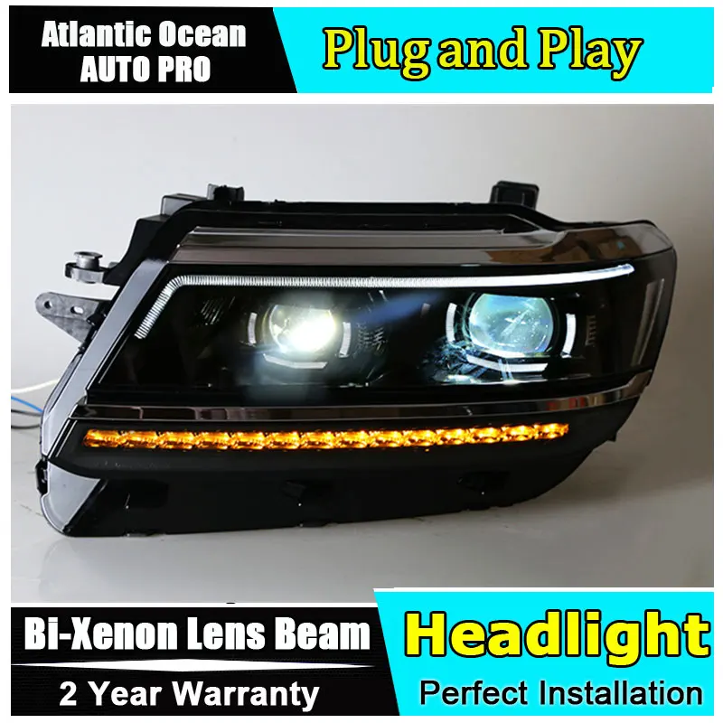 Авто часть стиль светодиодный головной фонарь для VW Tiguan 2017 2018 drl H7 hid Биксеноновые