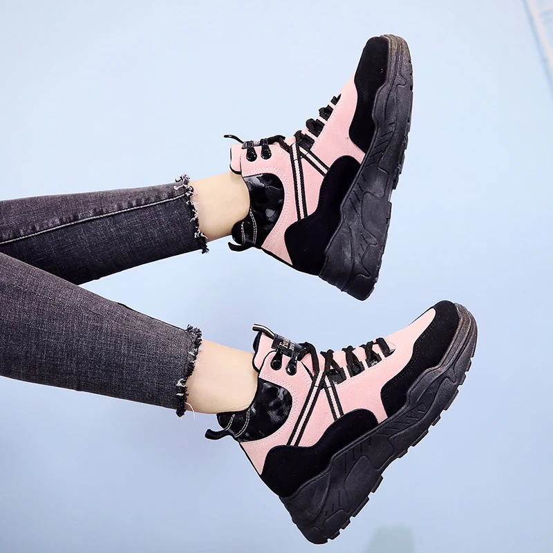 Casuales Cuña De Botas Moda Invierno Zapatos Zapatillas rosado Mujer Plataforma Tobillo Nieve Negro Motocicleta Impermeables Cuero 808nxqF