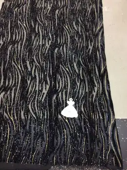 

Wholesale african french lace fabric with glitters African tulle lace fabric for wedding dress