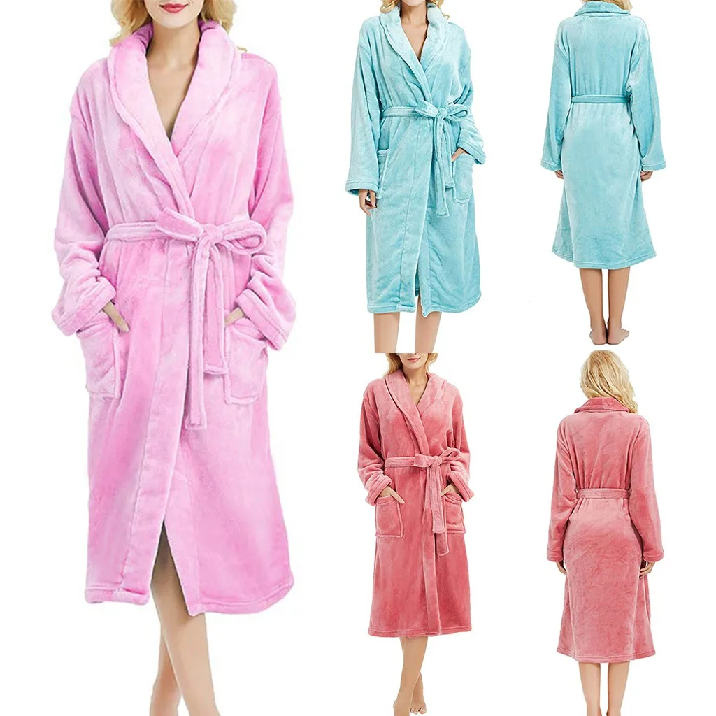 

bathrobe women warm robe femme Women Winter Plush Lengthened Shawl Bathrobe Home Clothes Long Sleeved Robe Coat bride robe #080