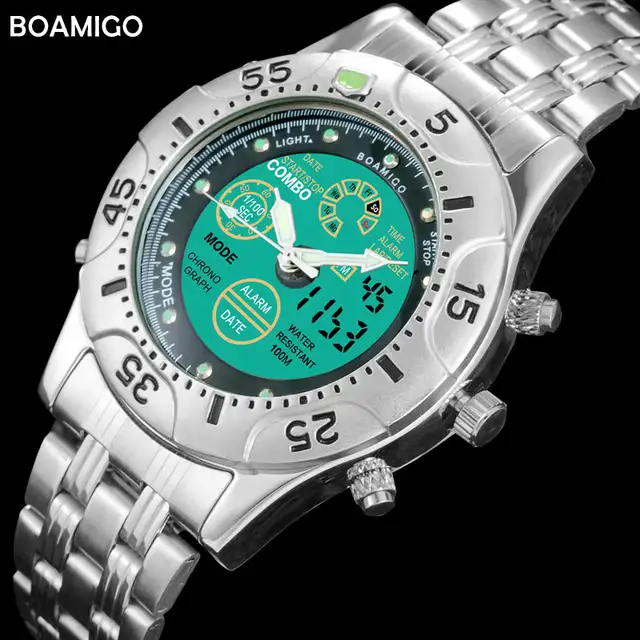 analog digital watches metal band