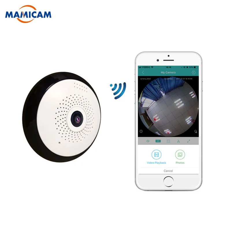 

Wireless WiFi IP Camera Home Surveillance Fisheye Panoramic Camera Wi-Fi Network Monitor Audio Record 360 Degree View