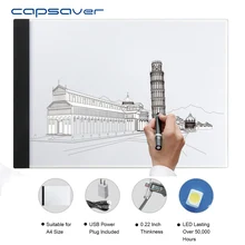 Capsaver A4 Placa Ultra-fino Desenho de Animação LEVOU Rastreamento Luz Placa Pad Mesa Cópia Permeáveis Desenhando Drawing Tablet com USB