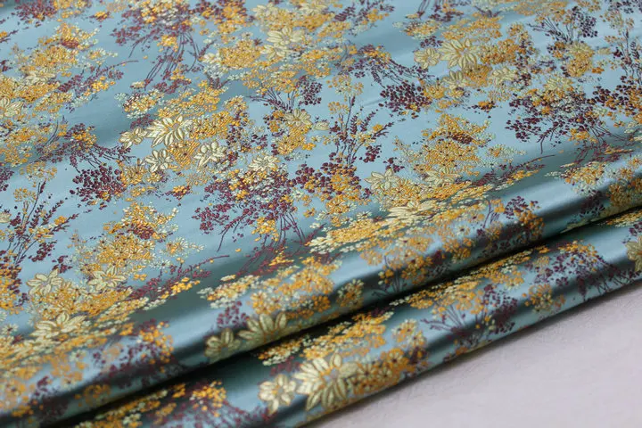 FLOWER Brocade satin Fabric Damask Jacquard Apparel Costume Upholstery Furnishing Curtain Clothing Material BY meter