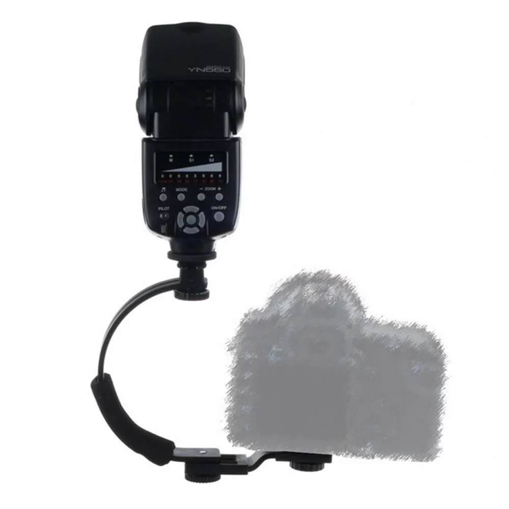 C образный кронштейн для вспышки Canon Nikon Pentax DSLR Camera DV Video Light|c-shape flash bracket|flash bracketfor