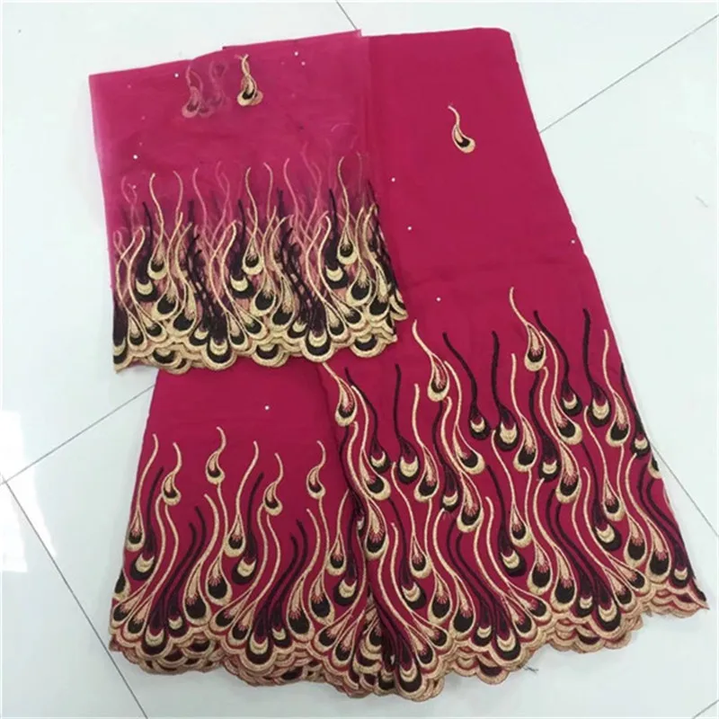 

Swiss Voile Lace Embroidered 2018 African Tulle Lace Fabric With Stones Swiss Voile Cotton Lace Fabric For Clothes Mei red Color