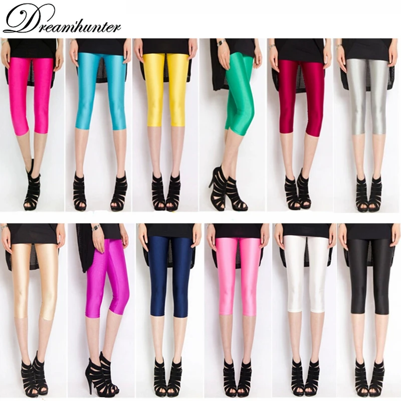 High Elastic Summer Leggings Women Ice Silk Solid Leg Pants Cool Meryl