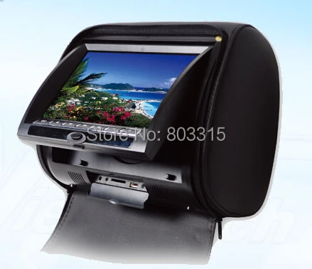 Discount 2x7 inch Pillow Headrest DVD with Zipper Cover +32bit Game/USB/SD/ FM/IR for free gift 2pcs IR Wireless Headphone 1
