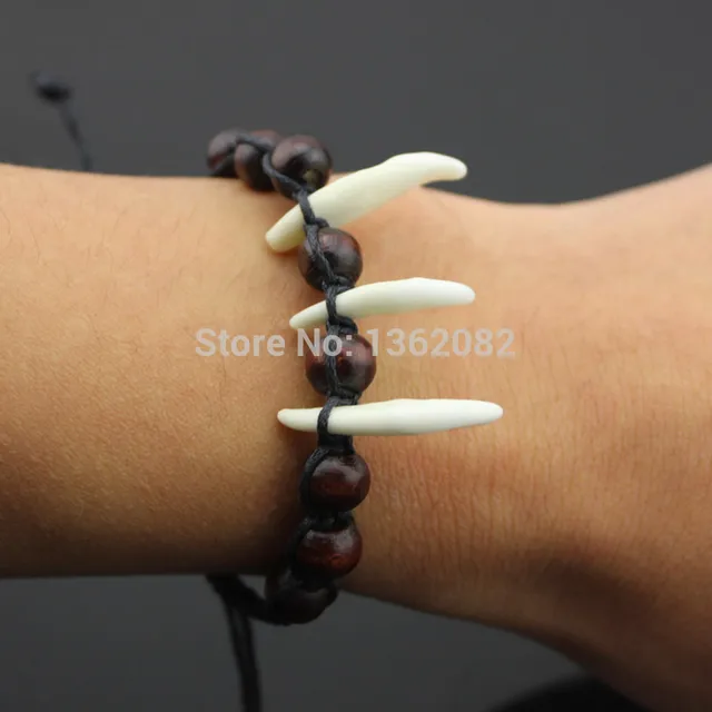 Online Hand Woven Wooden Beaded Amulet Tibet Fangs Real Tooth Hand Woven Wooden Beaded Amulet Tibet Fangs Real Tooth Bangle Men Women S Wolf Bracelet Lucky Gift Yb53