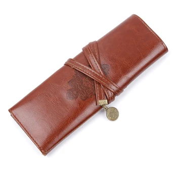 

Women Vintage Cosmetic Bag Twilight Kit Pens Makeup Brushes Bag PU Leather Travel Make Up Bag Toiletry Organizer Holder