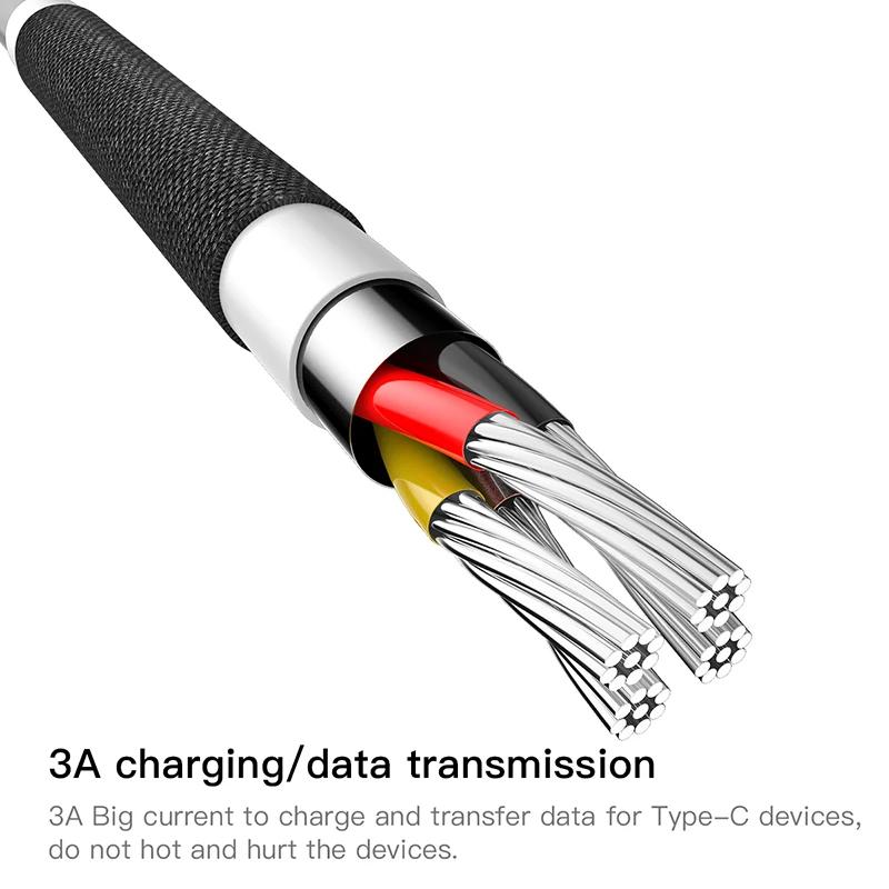 Baseus usb type-C кабель для samsung galaxy s9 plus note 8 3A USB кабель Быстрая зарядка шнур для передачи данных для huawei mate 10 lite USB-C