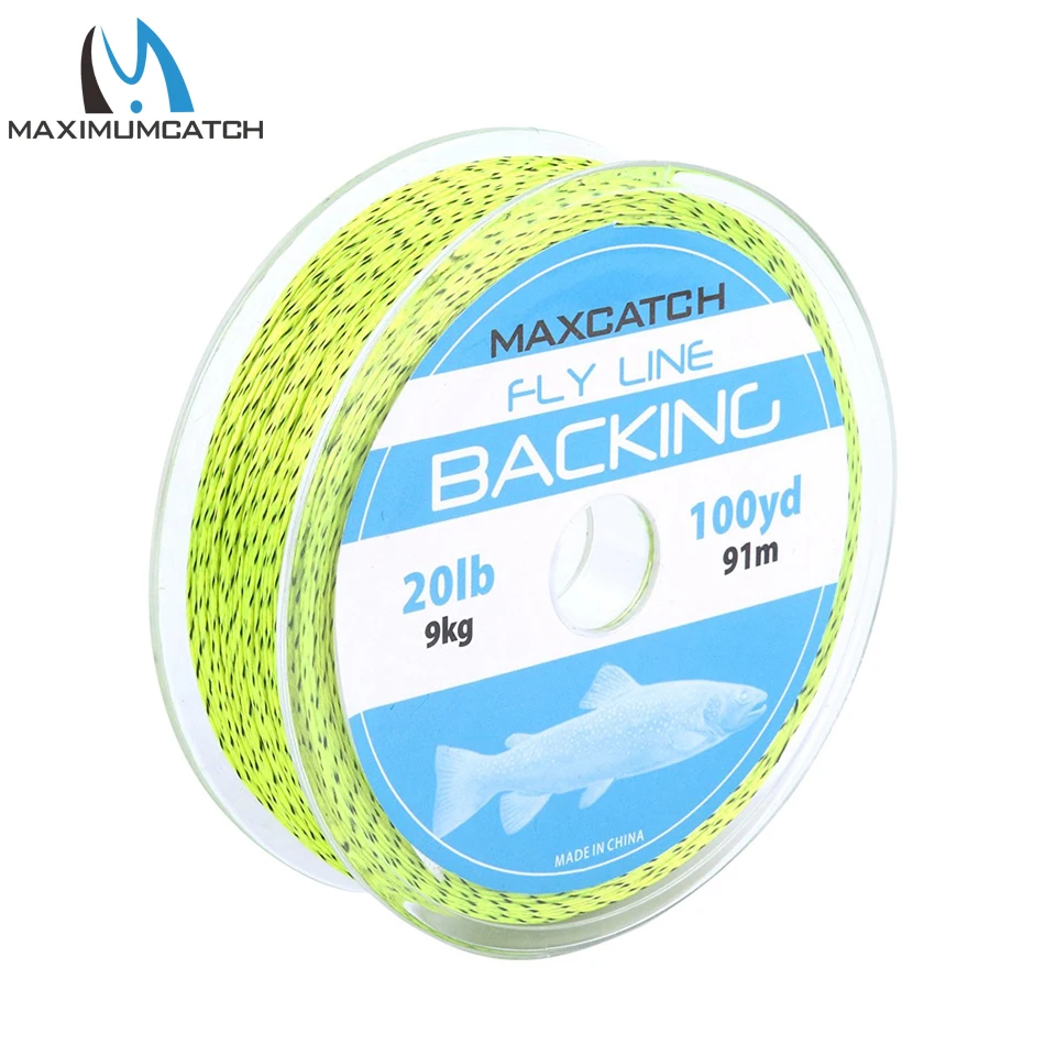 Maximumcatch يطير خط دعم خط 20LB 50/100/300 ساحات الأبيض البرتقال الأصفر مزين صنارة صيد السمك بذبابة الصيد الصناعية