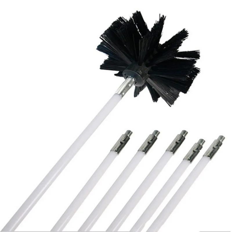 

Portable Chimney Brush and Rods Kit Electrical Rotary Drill Drive Sweeping Cleaning Tool with Long Flexible Rods 12FT