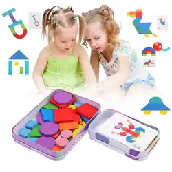 Деревянные головоломки Tangram головоломки игры Обучающие игрушки Монтессори с картами когнитивный конструктор для детей раннего обучения