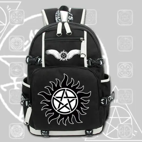 SPN рюкзак Supernatural ранец Packsack школьный студенческий рюкзак на молнии для ноутбука