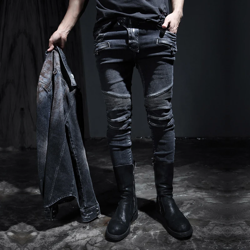 NWT Men's Punk Motorcycle Biker Gothic Goth Emo Rock Skinny Cigarette ...