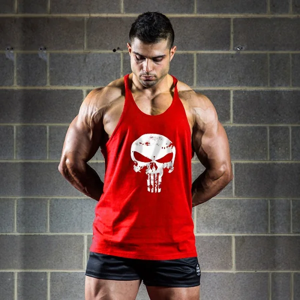 Men's Singlet Punisher Muscle Fitness Gym Vest Bodybuilding Tank Top UK Stock 