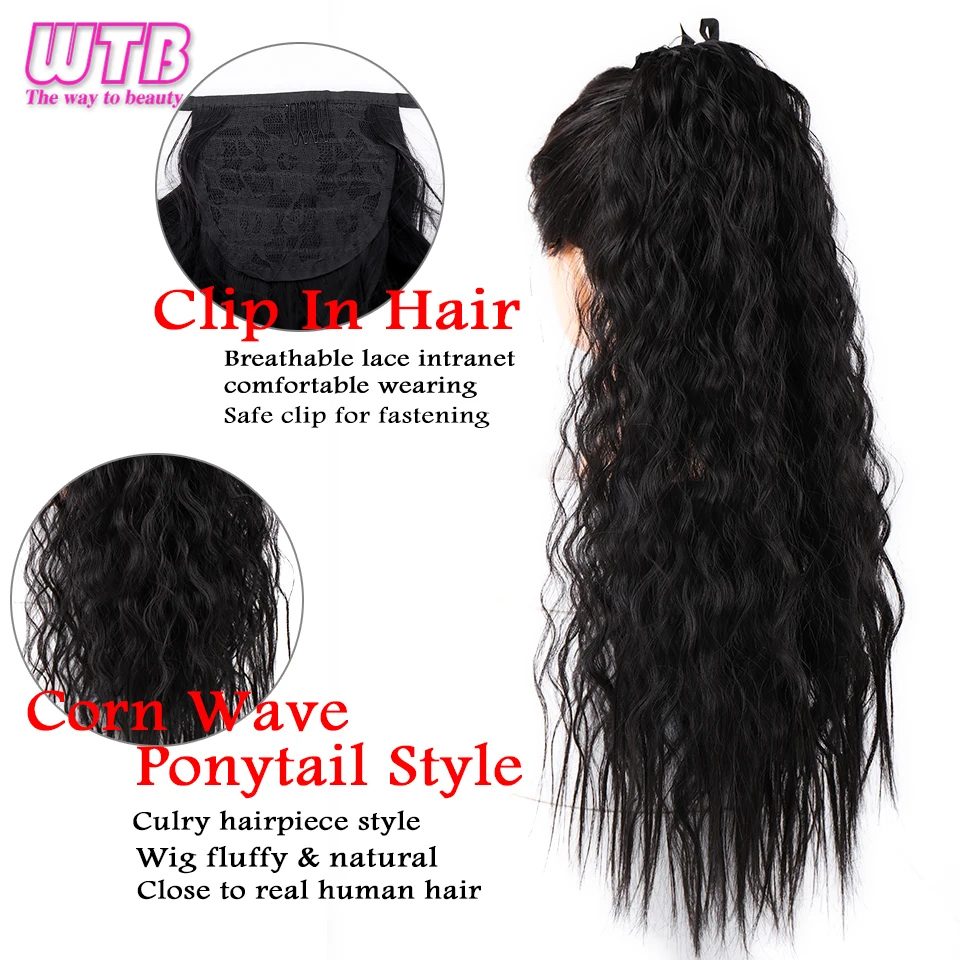 WTB Long Corn Curly Hair Ponytail for Women Heat Resistant Synthetic Curly Fake Hair Pieces 22 Inch