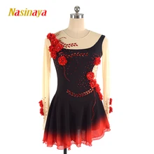 Платье для фигурного катания Nasinaya Индивидуальные соревнования ледяные юбки для конькобежцев для девочек женщин детей Patinaje представление черный красный