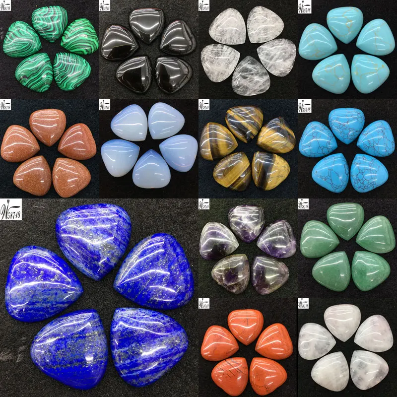 

Opal Crystal Tiger Eye Malachite Howlite Goldstone Blue Sand Lapis Lazuli Heart Cabochon CAB Wholesale 5pcs WB635
