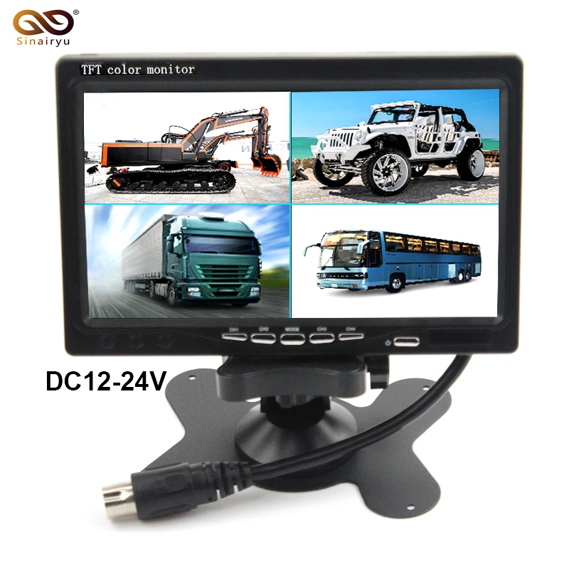 

Sinairyu T704 5PCS/Lot Auto DC 12V~24V 7" LCD 4CH Video input Car Video Monitor Quad Split Screen 6 Mode Display
