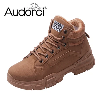 

Audorci 2018 Fashion Winter Women Martin Boots Woman Outdoor Keep Warm Casual Shoes Female Flock Ankle Boot Size 35-40 With Fur