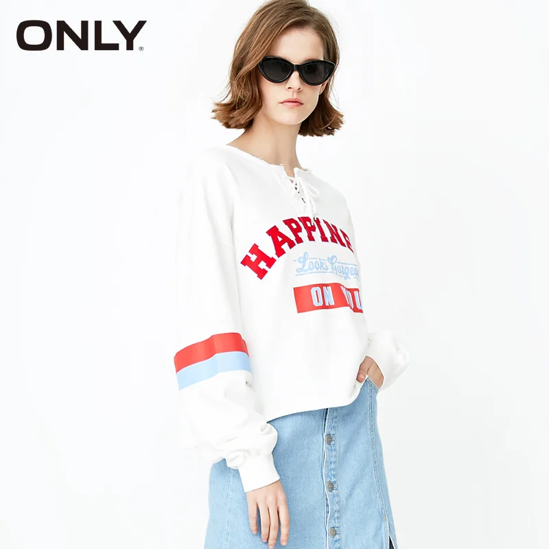 

ONLY 2019 spring new letter tied bandwidth loose hooded | 11819S583