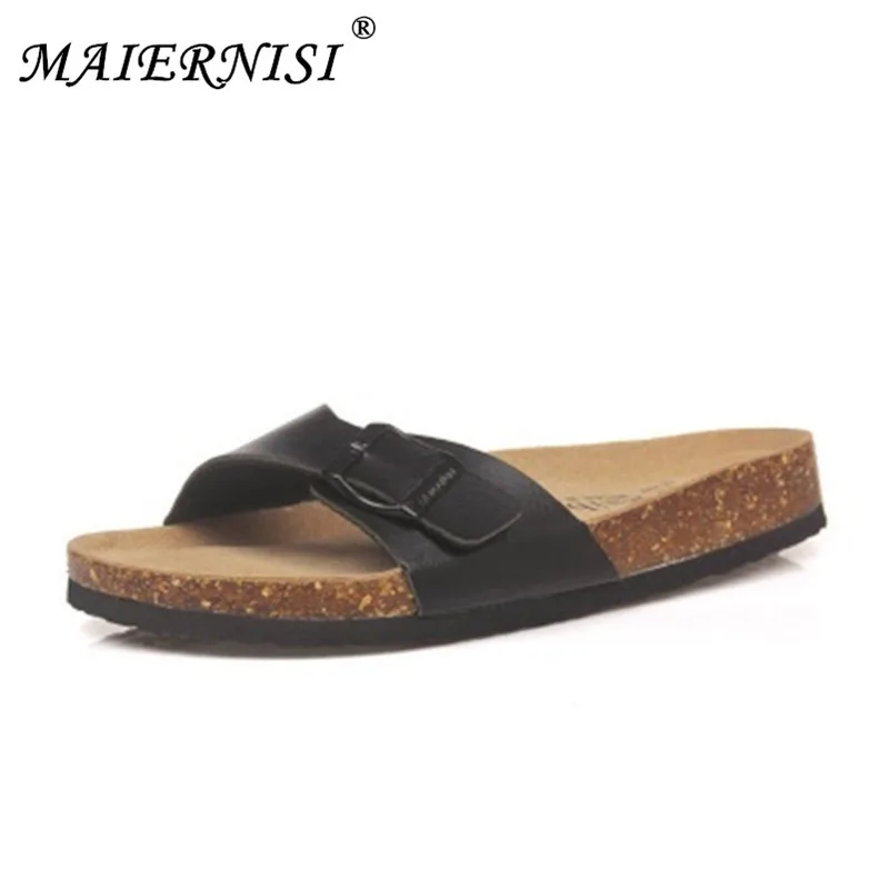 online Tamanho Mulher 35 43 Cortiça Chinelo Sandálias 2018 Novas Mulheres de Verão Cor Misturada Casual Deslizamento na Praia Flip Flops lâminas Planas Sapato