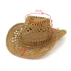 Fashion Hollowed Handmade Cowboy Straw Hat Women Men Summer Outdoor Travel Beach Hats Unisex Solid Western Sunshade Cap 6