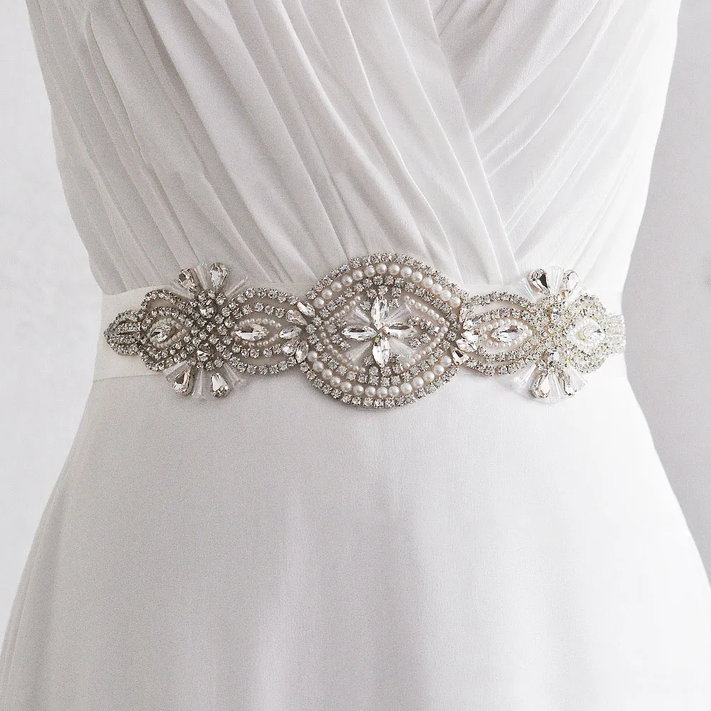 Vintage Elegant Wedding Belt Bridal Sash Bridesmaid Rhinestone Handmade Ribbon