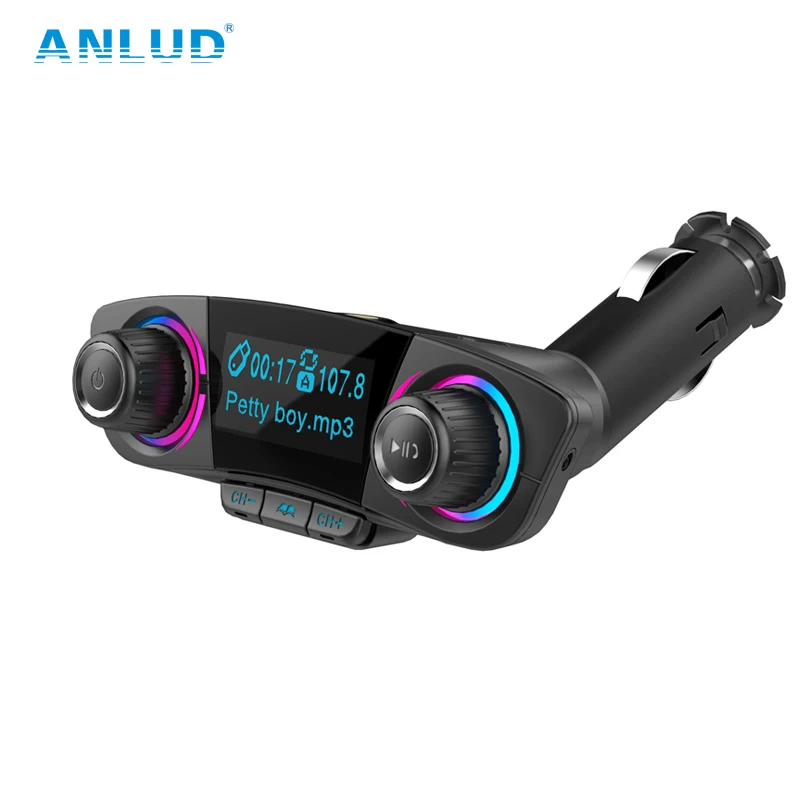 ANLUD FM Transmitter Bluetooth Handsfree Car Kit Aux Modulator Radio FM Car Audio TF AUX MP3 Player
